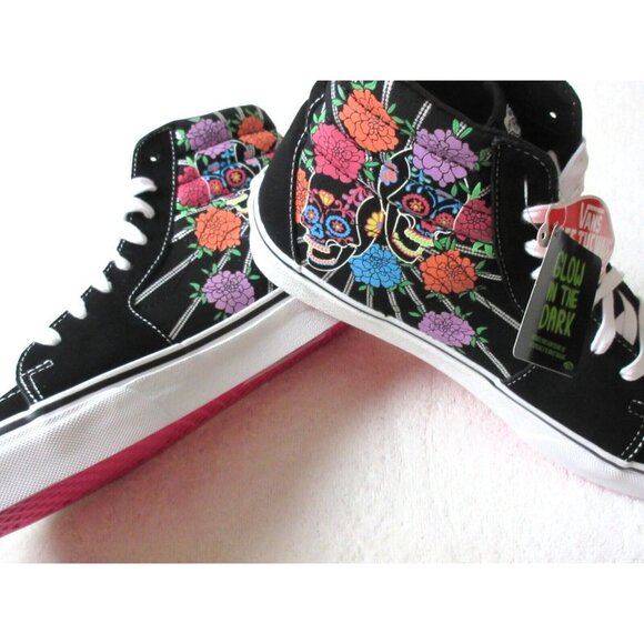 Vans Men's Sk8-Hi Dia De Los Muertos Day of the Dead Glow in the Dark Shoes NIB - Picture 4 of 5